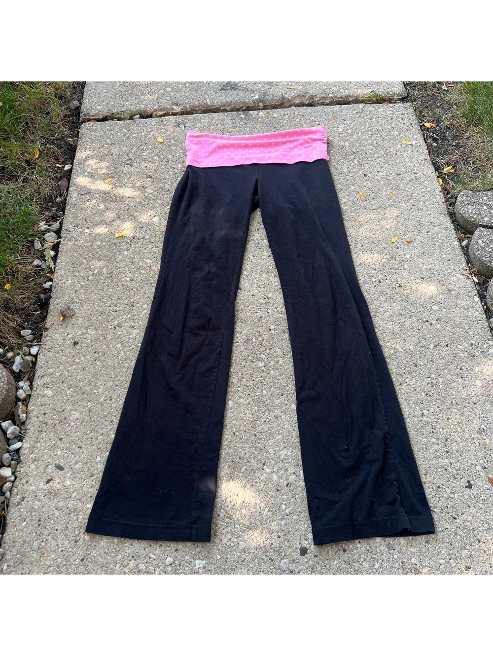 Y2K polka dot fold over flared leggings